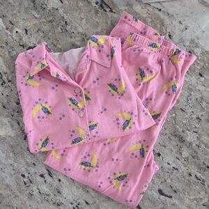 Pink Kids Pajamas with Moon and Star Print